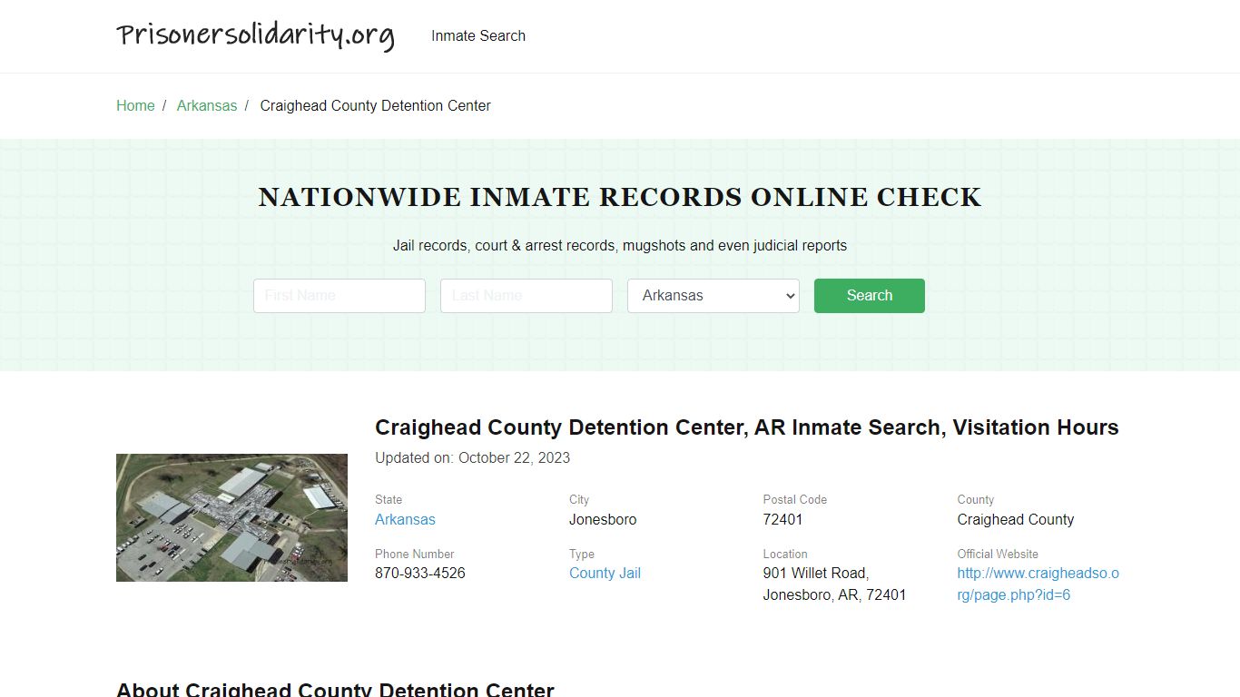 Craighead County Detention Center, AR Inmate Search, Visitation Hours